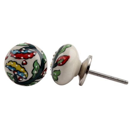 Multicolor Flower Ceramic Drawer Knob